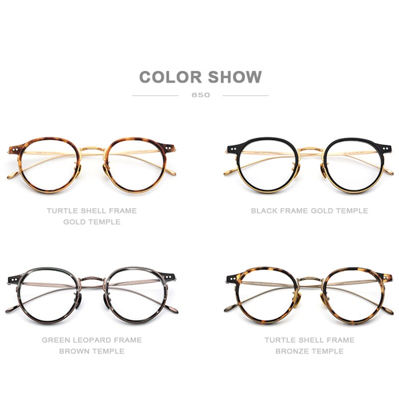 FONEX-lunettes optiques en titane hommes | Vintage ronde lunettes monture femme rétro Prescription myopie acétate lunettes 850
