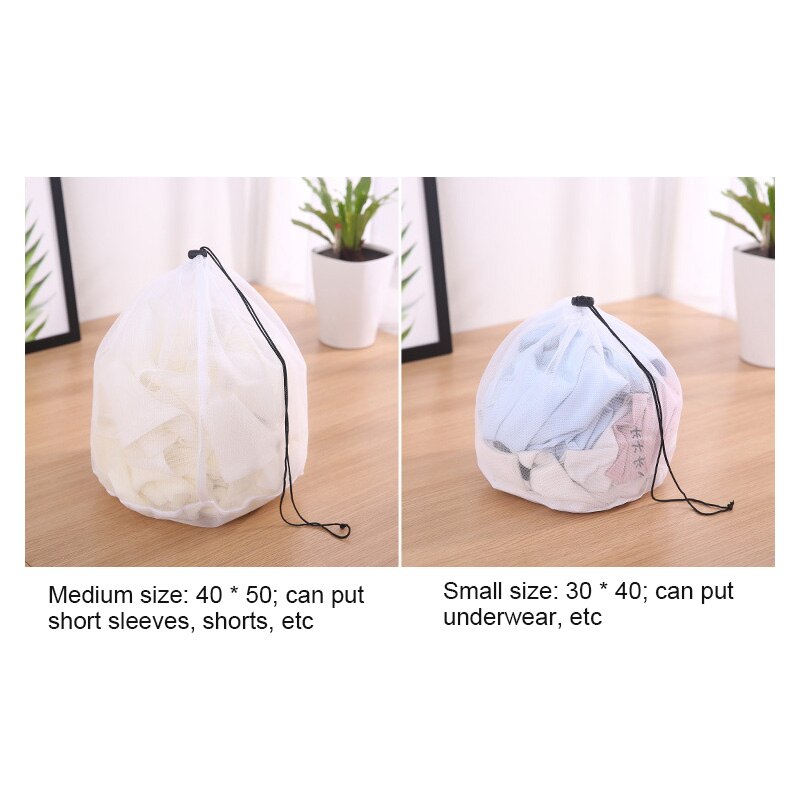 Laundry Bag Drawstring Mesh Net Thickened Drawstring Nylon Drawstring Thickness Storage Bag Bra Multi-size Clothing Wash Bag OPP