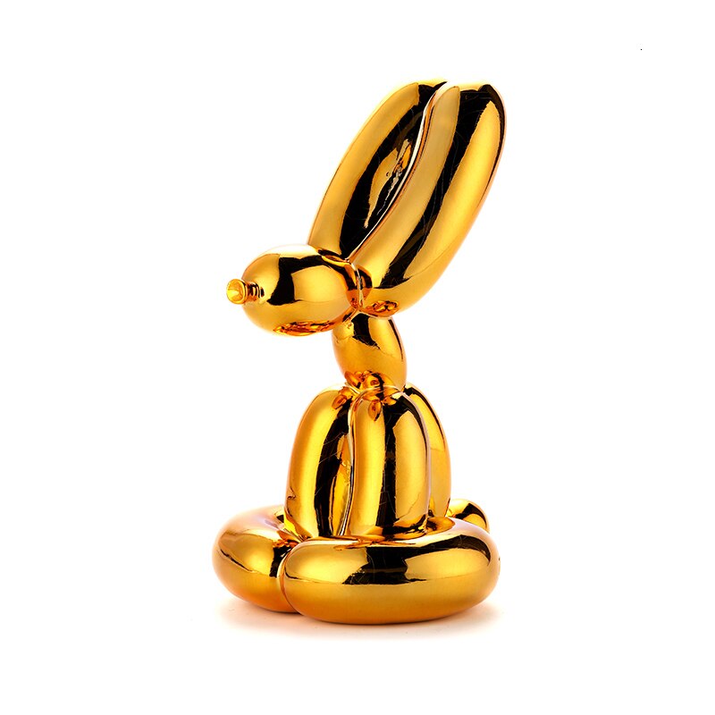 ABSTRACTION nordique décoration animale JEFF KOONS ballon lapin série résine artisanat décoration de la maison SCULPTURE: Gold / 17 cm high