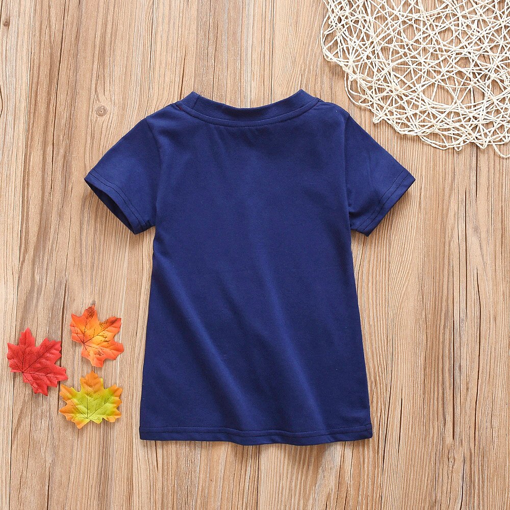 Summer Fashionable Little Boys T-shirt Cartoon Car Printing Short Sleeve Round Collar Top Children Casual Clothes