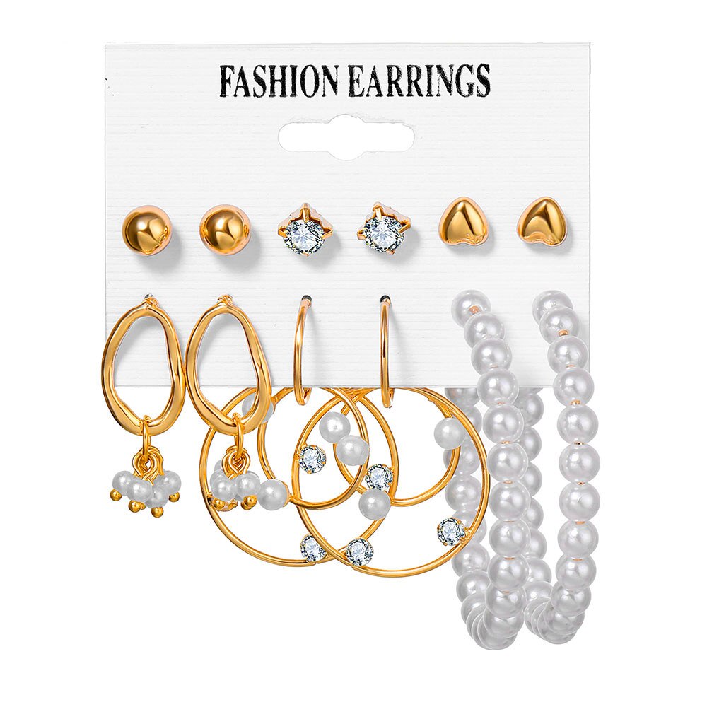 VKME Oversize Ohrringe Set Perle Hoop Ohrringe Für Frauen Gold Twist Ohrring Brincos Großen Kreis Leopard Schmuck: 3