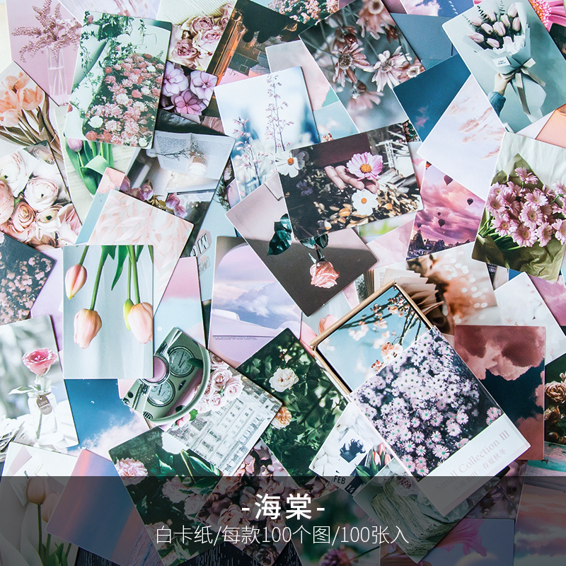 100 Stück Frühling Sommer Herbst Winter Kraftpapier Mini Grußkarte INS Blume Postkarte Brief Umschlag Dekoration LOMO Karten