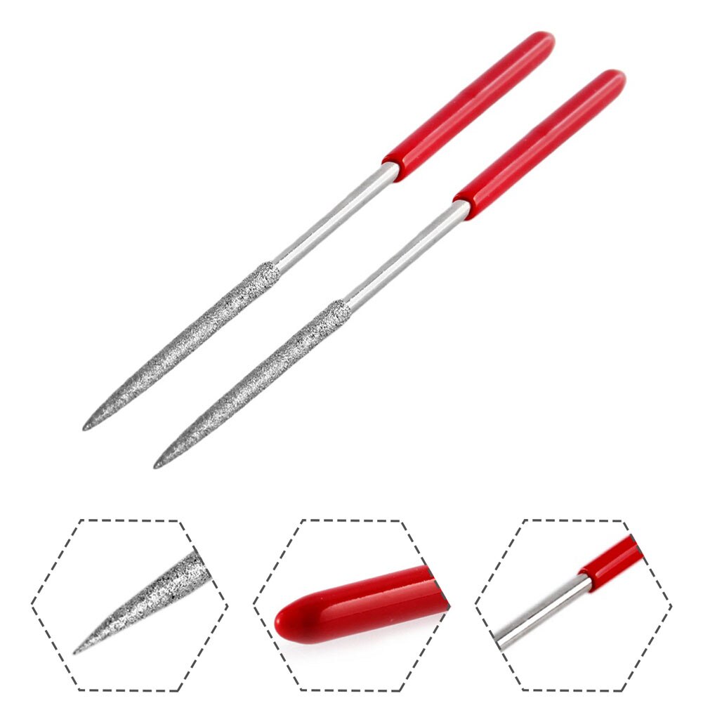Diamond Model Small File, Flat File, Assorted File, 2 Pieces Of Red Handle 3 × 140 Round No. 5