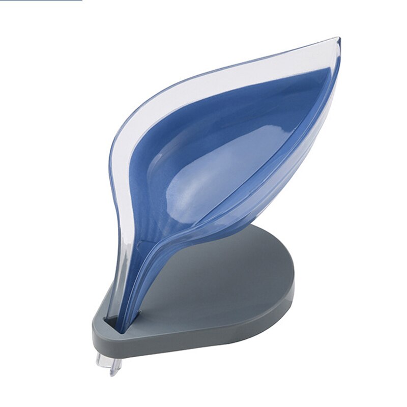 Suporte de sabonete em forma de folha, porta sabonete para banheiro, com ventosa, suporte de esponja e sabonete, para cozinha e banheiro: Double blue