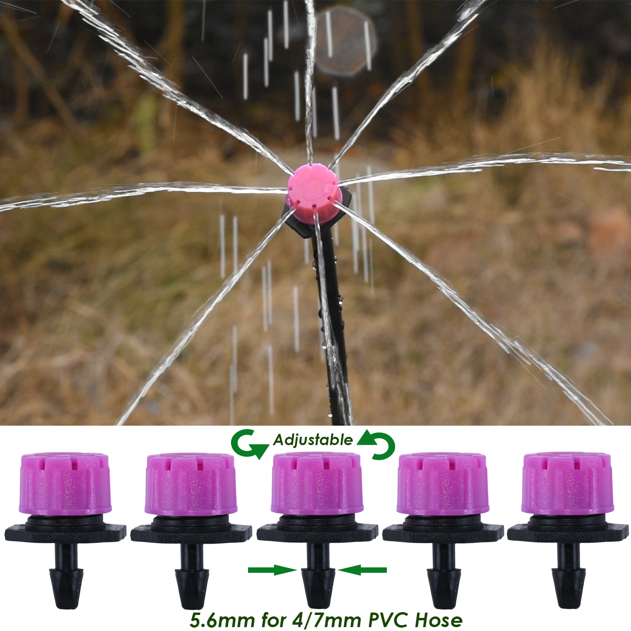 Greenhouse 30-800PCS 4-Type Garden 1/4'' Adjustable Micro Nozzle Drip Irrigation System 4/7MM Watering Sprinkler Emitter Dripper