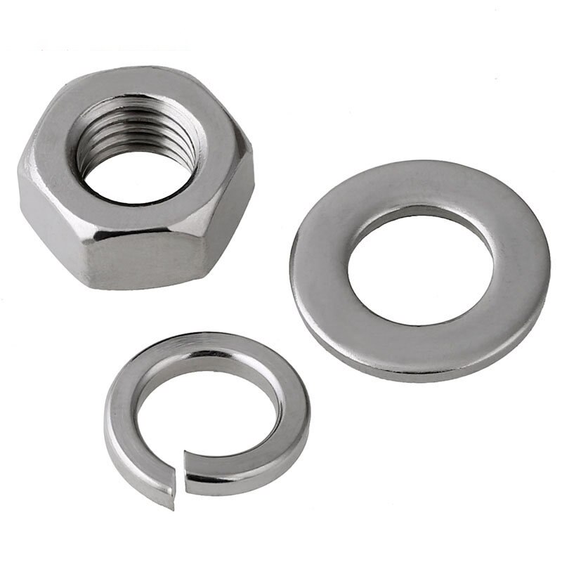 304 stainless steel nut hexagon nut flat washer spring washer M1.6M2M2.5M3M4M5M6M8M10-M30