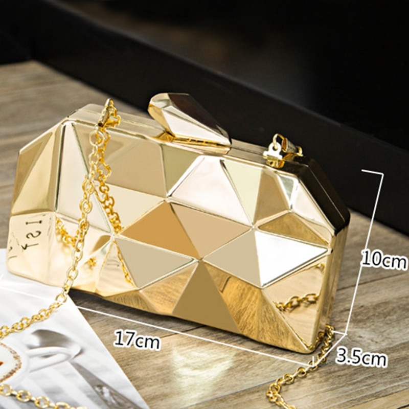 Geometri clutch aftentaske elegant kæde dame håndtaske til fest skuldertaske til bryllup/dating/fest