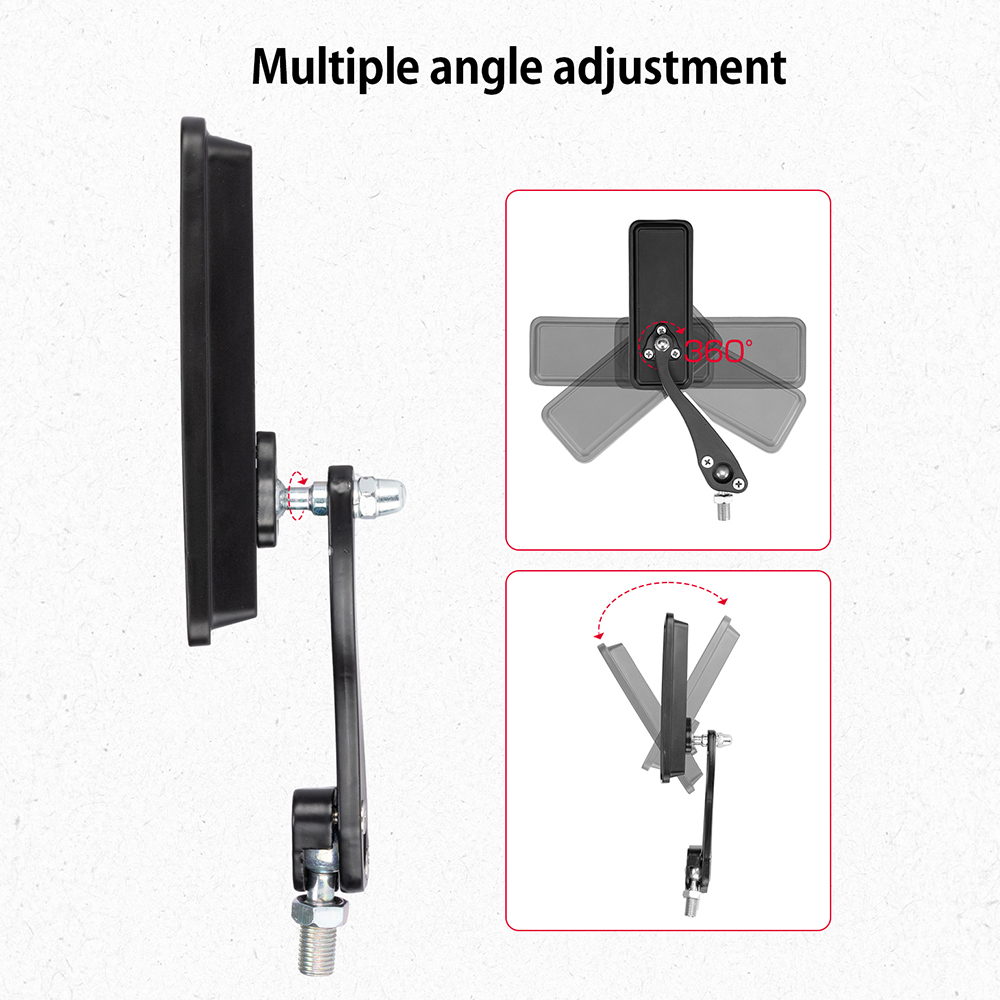 Universal Motorcycle Rearview Mirror Square Mirror Aluminum Alloy Adjustable Angle Motorbike Off-road Side Mirrors & Accessories