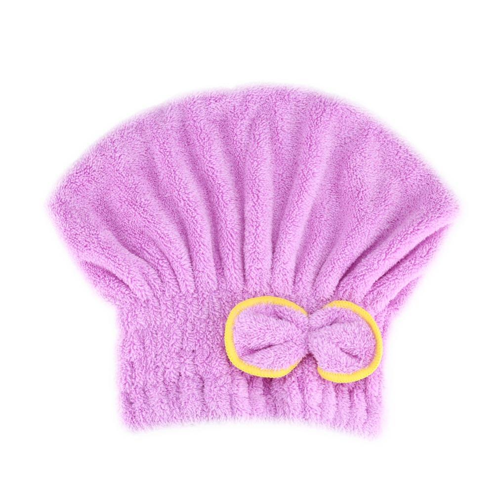 Mikrofiber hurtig hårtørrende bad spa bowknot wrap håndklæde hat cap til bad badeværelse tilbehør tb: Lys lilla