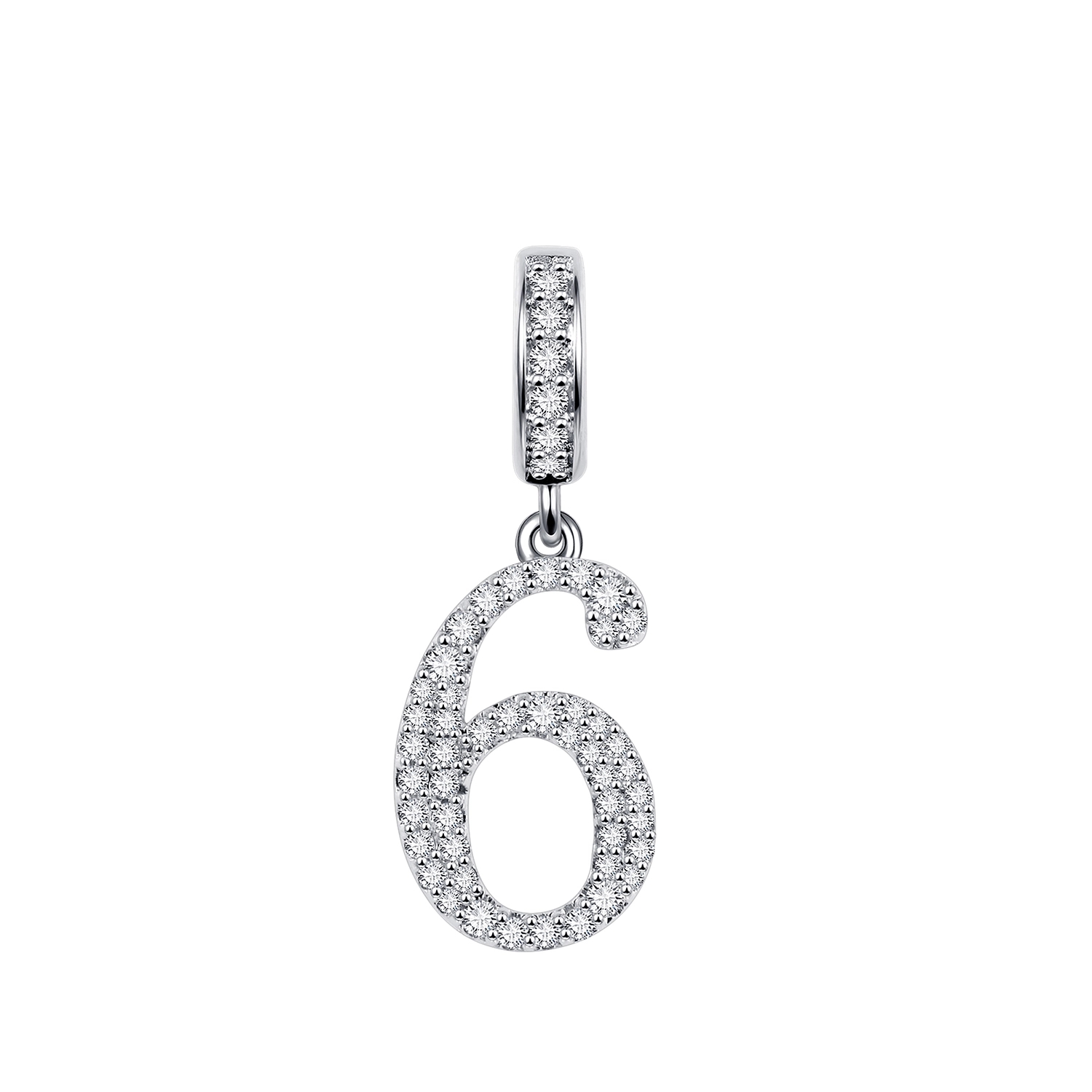 Authentic Sparkling 0—9 Arabic Numerals Dangle Charm Bead Fit Original 925 Sterling Silver Women Bracelet Necklace DIY Jewelry: Silver