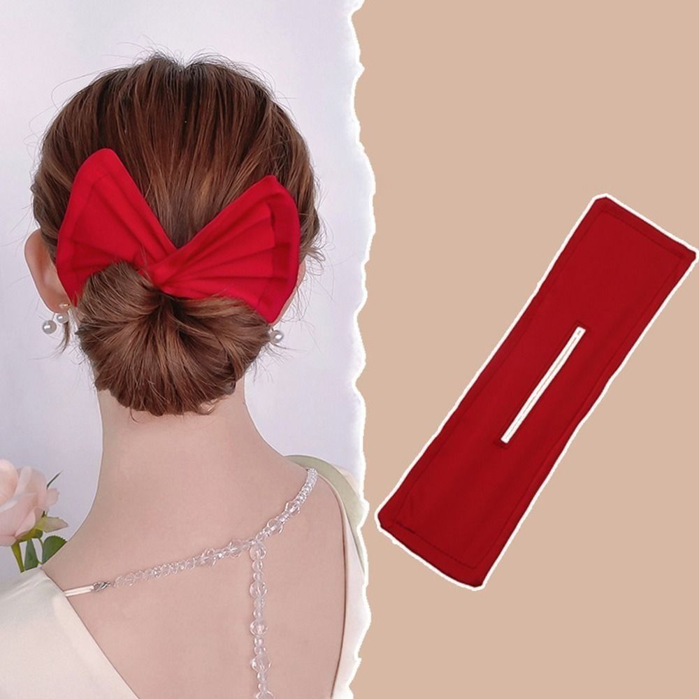Diadema con estampado de moño, horquilla para mujer y niña, tela artesanal, creador de moño circular, soporte para cola de caballo, diadema, rizador, accesorios para el cabello: Gris claro