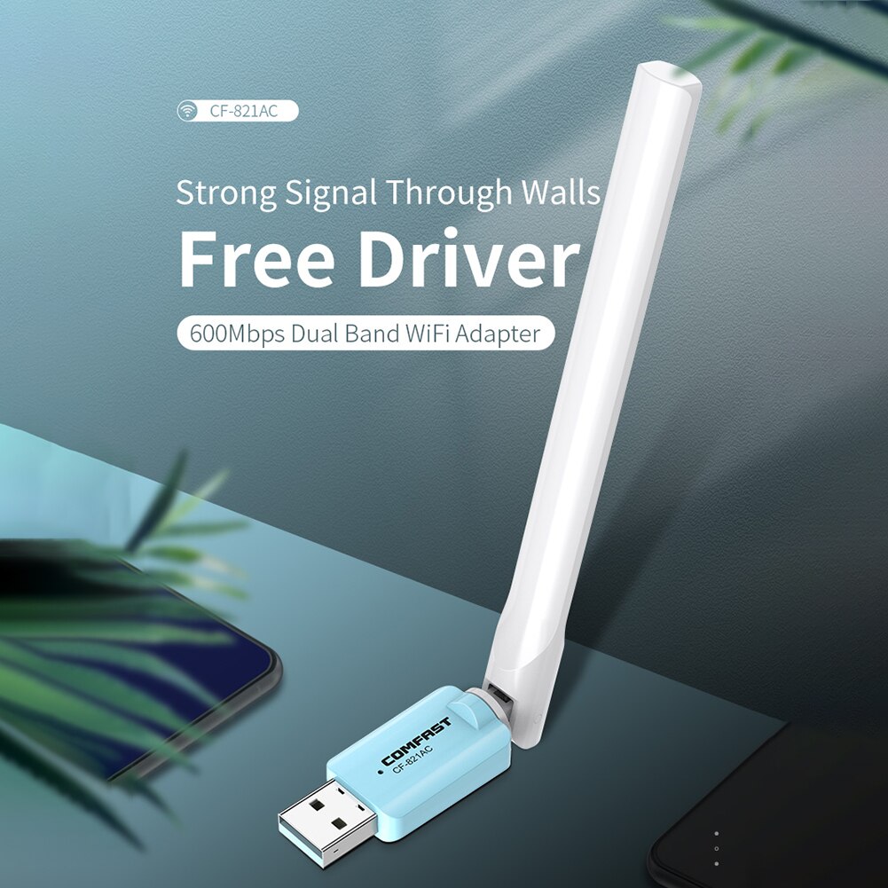 COMFAST CF-821AC 600M 2.4+5.8GHz WiFi Receiver Adapter External 3dBi Antenna Dual Band Wireless Network Card Dongle