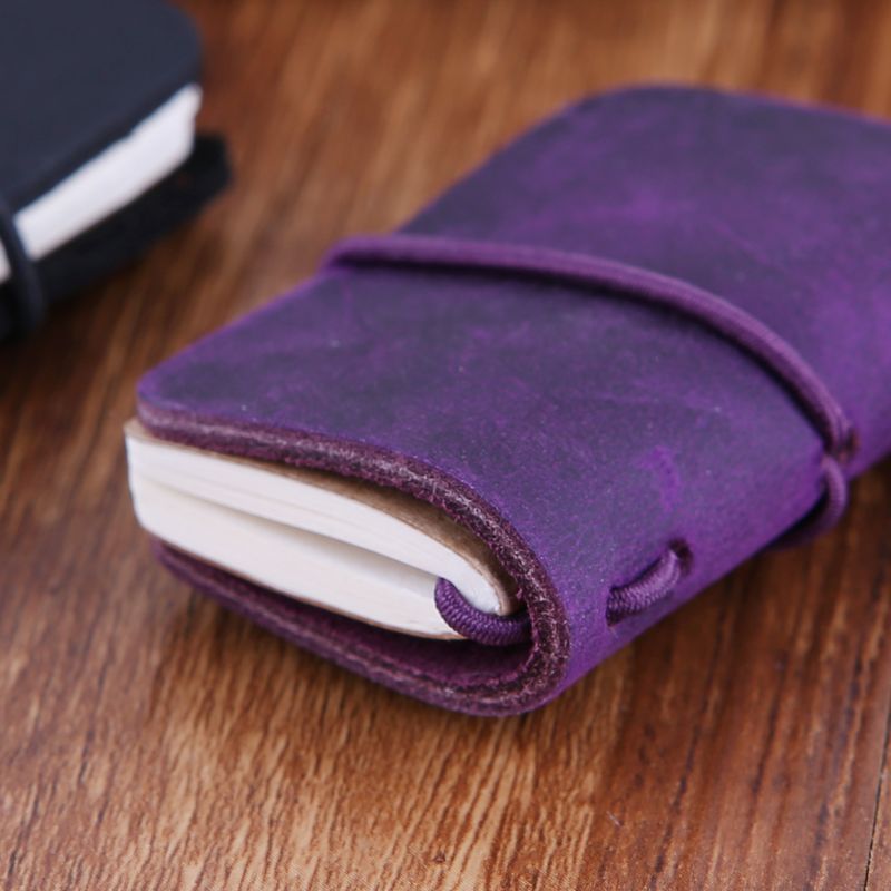 Bærbar læder rejse bog mini journal hæfte håndlavet omslag med indsats brochure notesbog skrivning