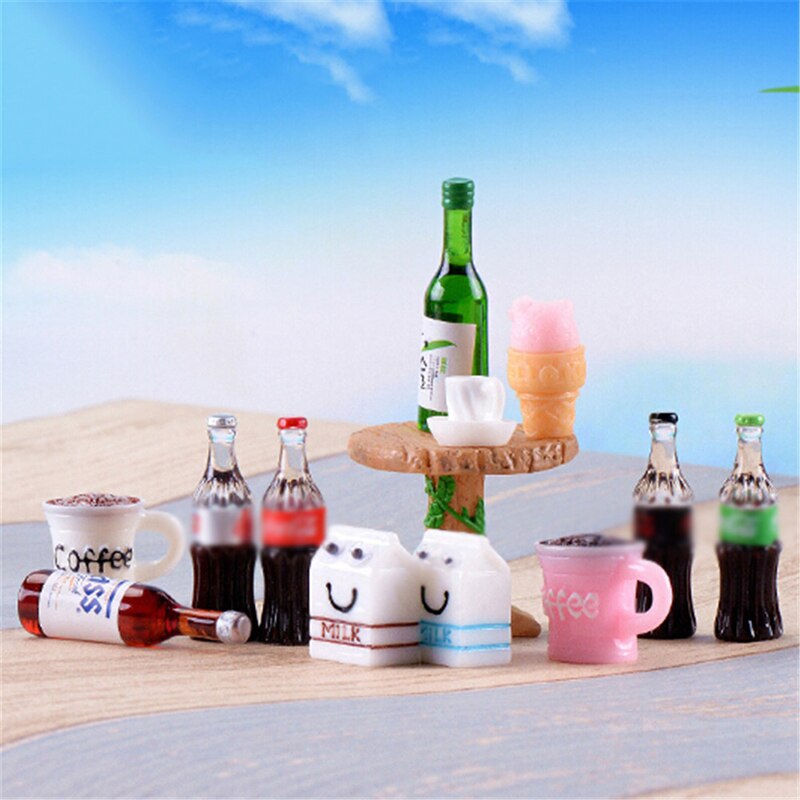 Mini Bier Drankjes Milks pop Miniatuur Realistische Vorm Mini Home Craft Ornament Shadowbox DIY Landscaping Decor 5PCS Voor Kid