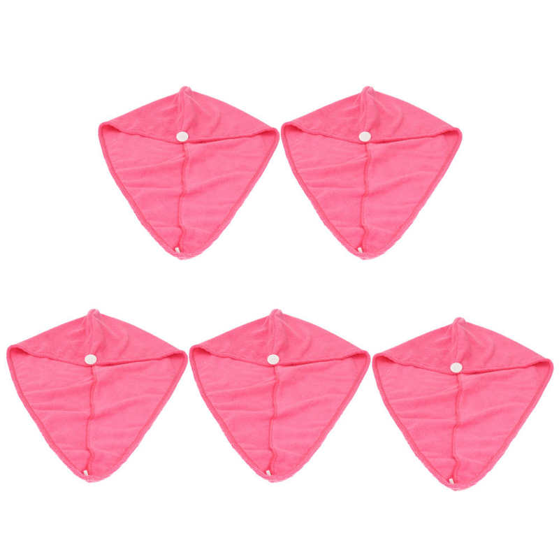 5Pcs Quick Dry Microfiber Haar Hoed Vrouwen Badkamer Sterke Wateropname Badhanddoek Haar Droog Handdoek Badkamer Benodigdheden: Roze