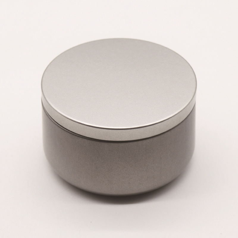 Tarros de lujo para velas con tapa de patrón de madera, contenedor redondo a granel, latas vacías, caja de almacenamiento de dulces, bote de cosméticos, negro y dorado, 6oz: silver