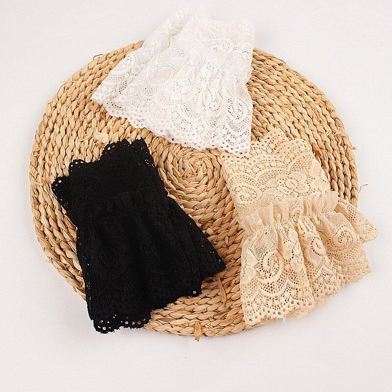 2 unidades/par de manguitos acampanados falsos de encaje floral, puños falsos fruncidos, suéter, blusa, ropa, mangas hasta la muñeca