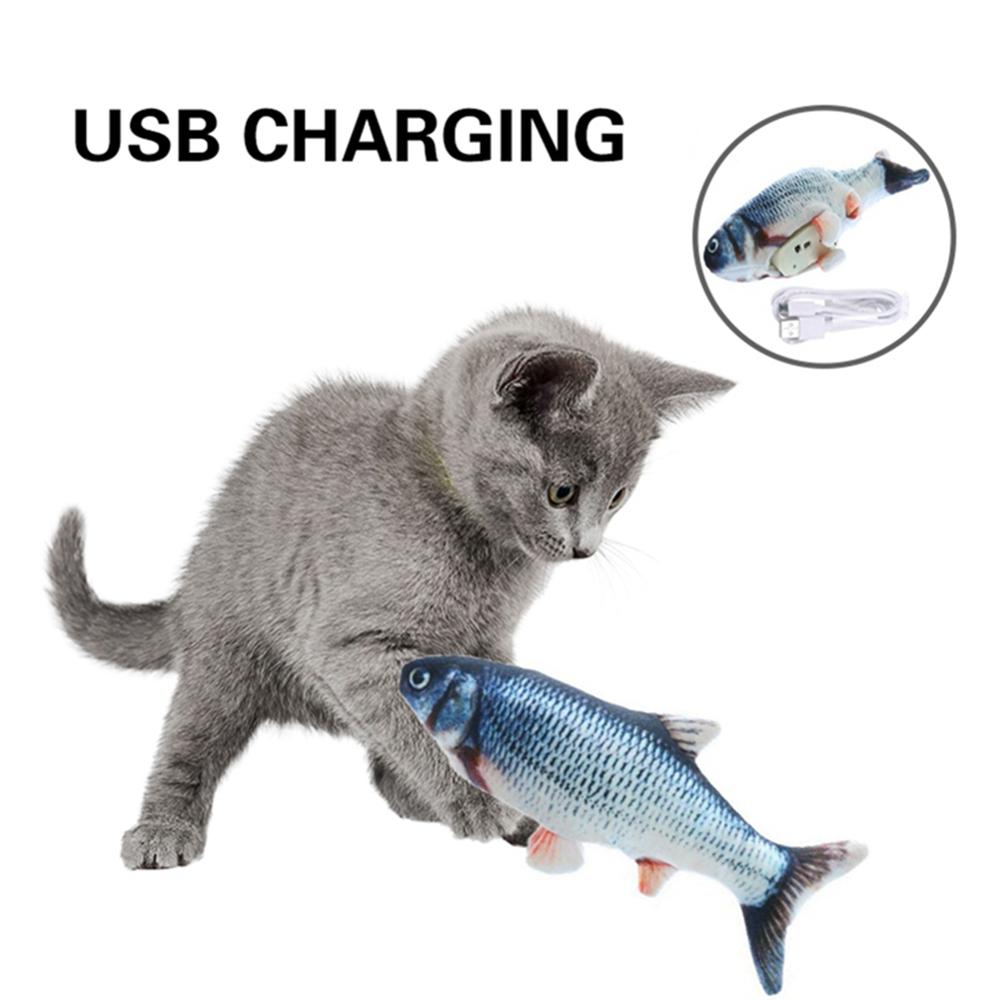 30Cm Elektronische Kat Speelgoed Elektrische Usb Opladen Simulatie Vis Kat Mint Usb Opladen Zilveren Arowana