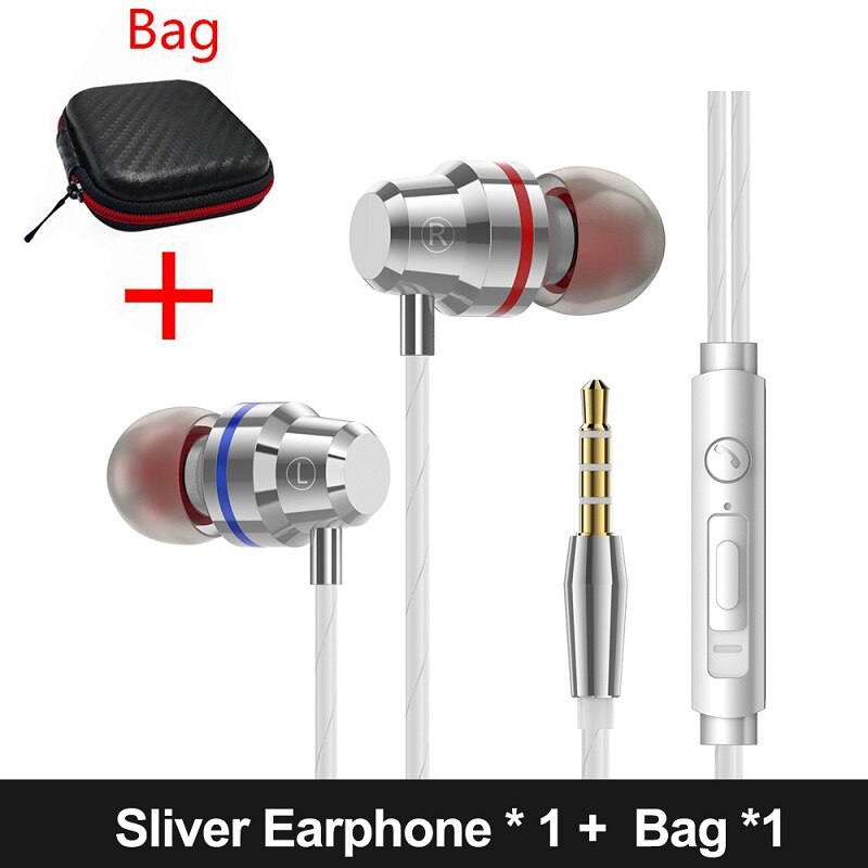 AWI M5 Super Bass Oortelefoon Hoofdtelefoon Met Mic 3.5mm Sport Gaming Headset voor Telefoons Xiaomi Samsung iPhone fone de ouvido MP3: Sliver With Bag