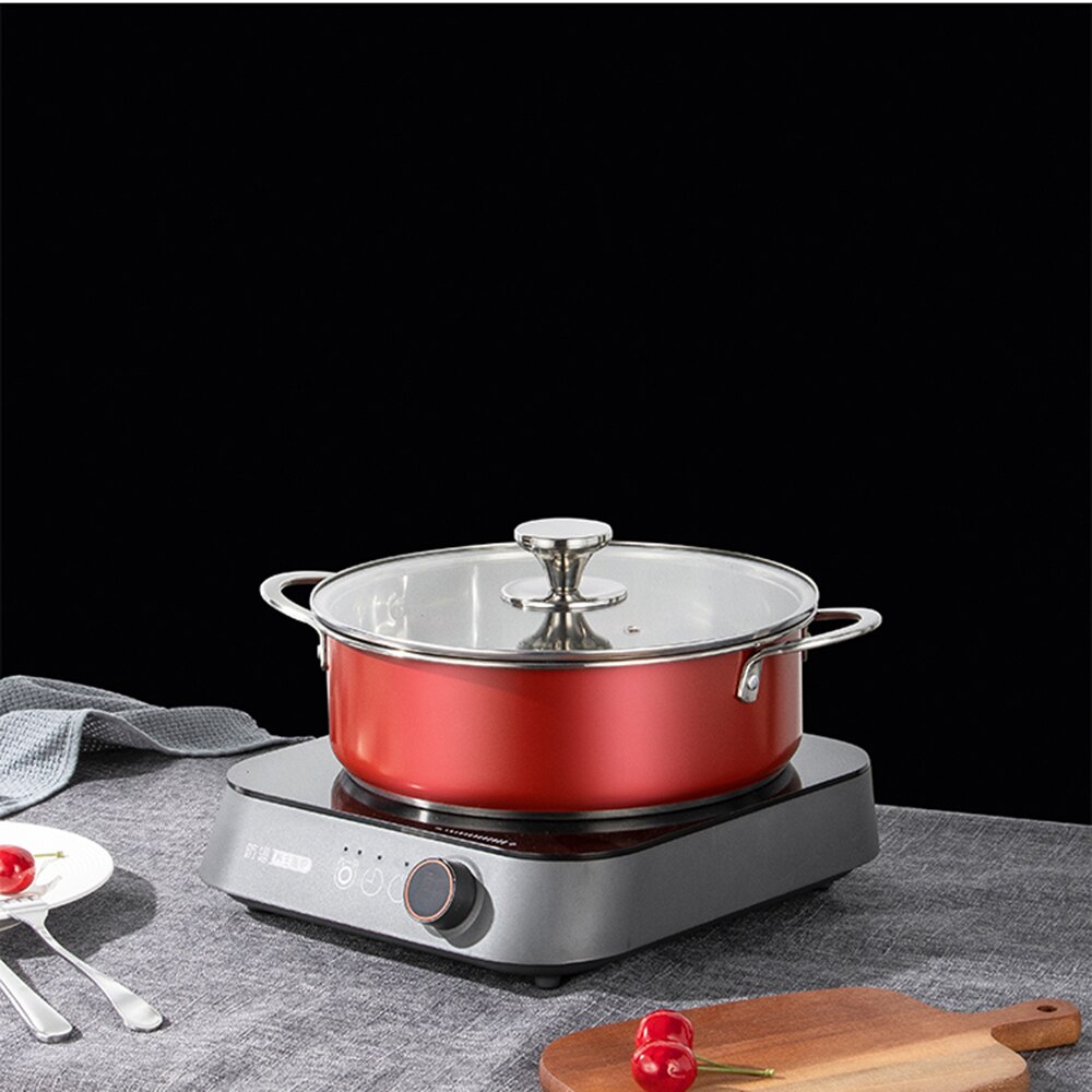 Rvs Dagelijks Pan Kookgerei Met Deksel 28Cm Pot Koken Accessoires 2 Handvat Koken Keukengerei Pot Koken Supply