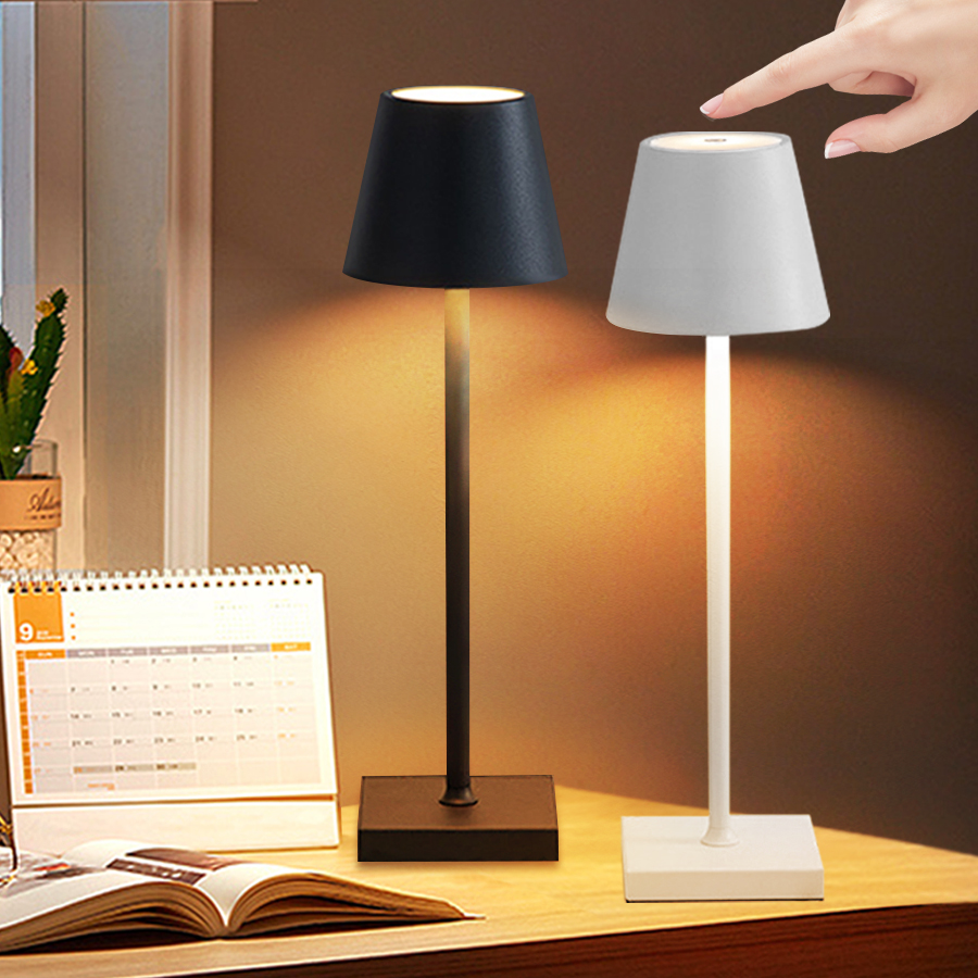 USB oplaadbare LED-tafellamp Aanraakschakelaar 3-kleurentemperatuur Dimbare bureaulamp Modern kantoorbar Restaurant sfeerlicht