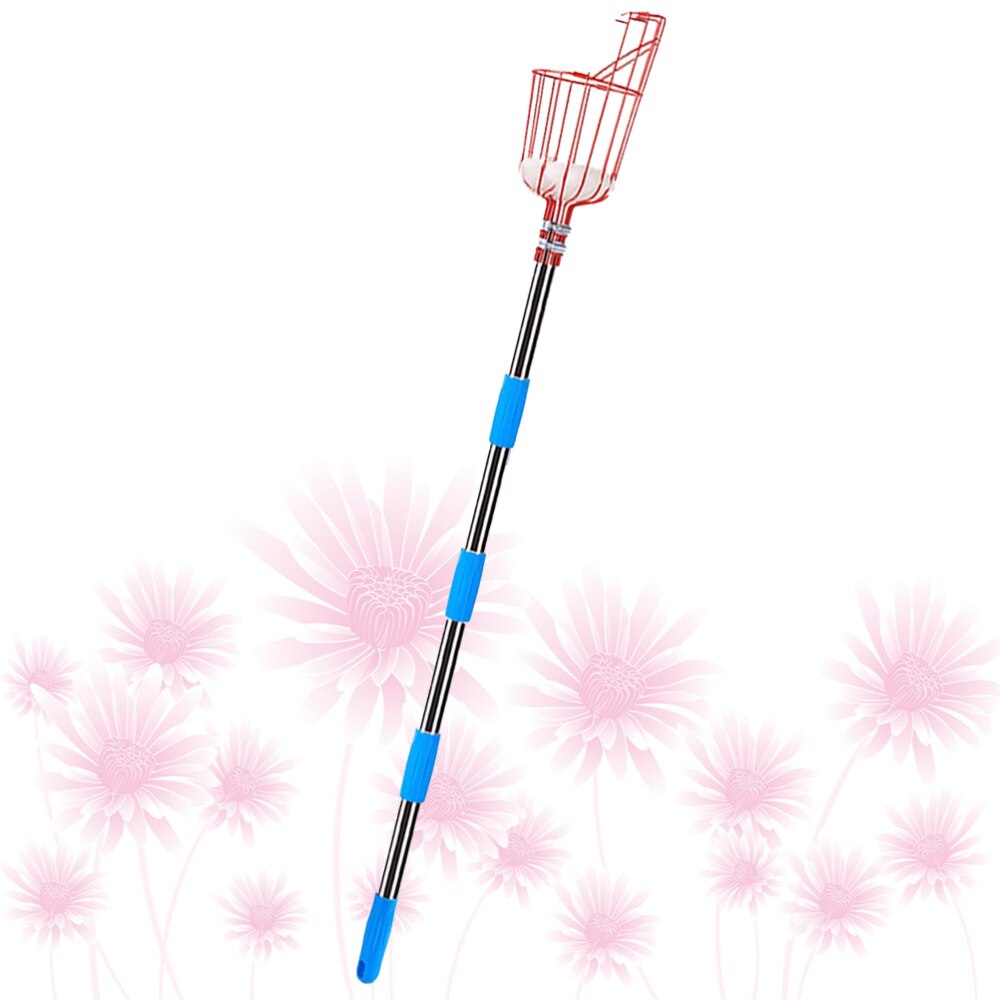 1 Set Detachable Fruit Picker Portable Garden Picking Tool Stainless Steel Pole Fruit Catcher High Altitude Fruit Picking Device