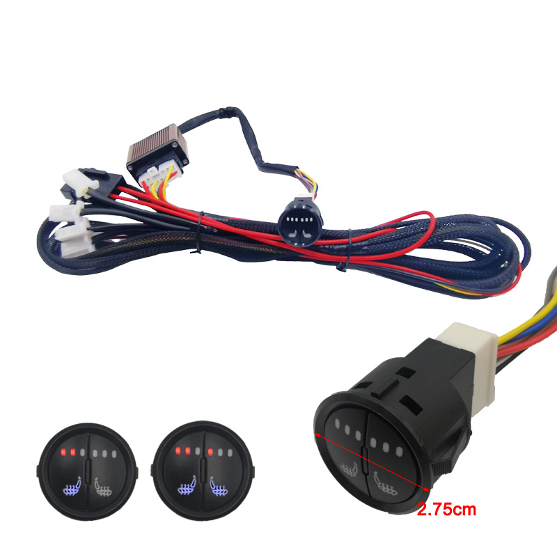 Universele 12V Carbon Fiber Auto Stoelverwarming Warmte Pads Set 3 Niveaus Ronde Dual Control Schakelaar Met Harness Kit winter Warmer Cover: Only 1 Switch