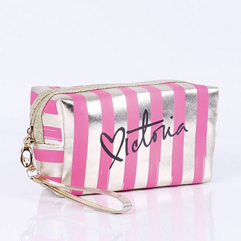 Bolso de almacenamiento de cosméticos de cuero PU para mujer, bolsa de maquillaje de PVC, bolsa de aseo, estuche organizador de viaje,: Rose red