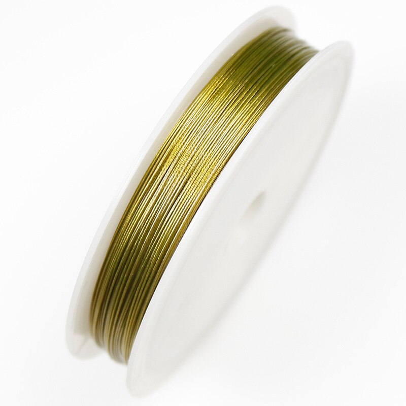 1 rollo de cuerda de alambre de acero/Color dorado 0,3 0,38 0,45 0,5 0,6 0,7 0,8mm, cables de alambre de acero inoxidable, accesorios para fabricación de joyas DIY: 0.7mm 25meters / gold color