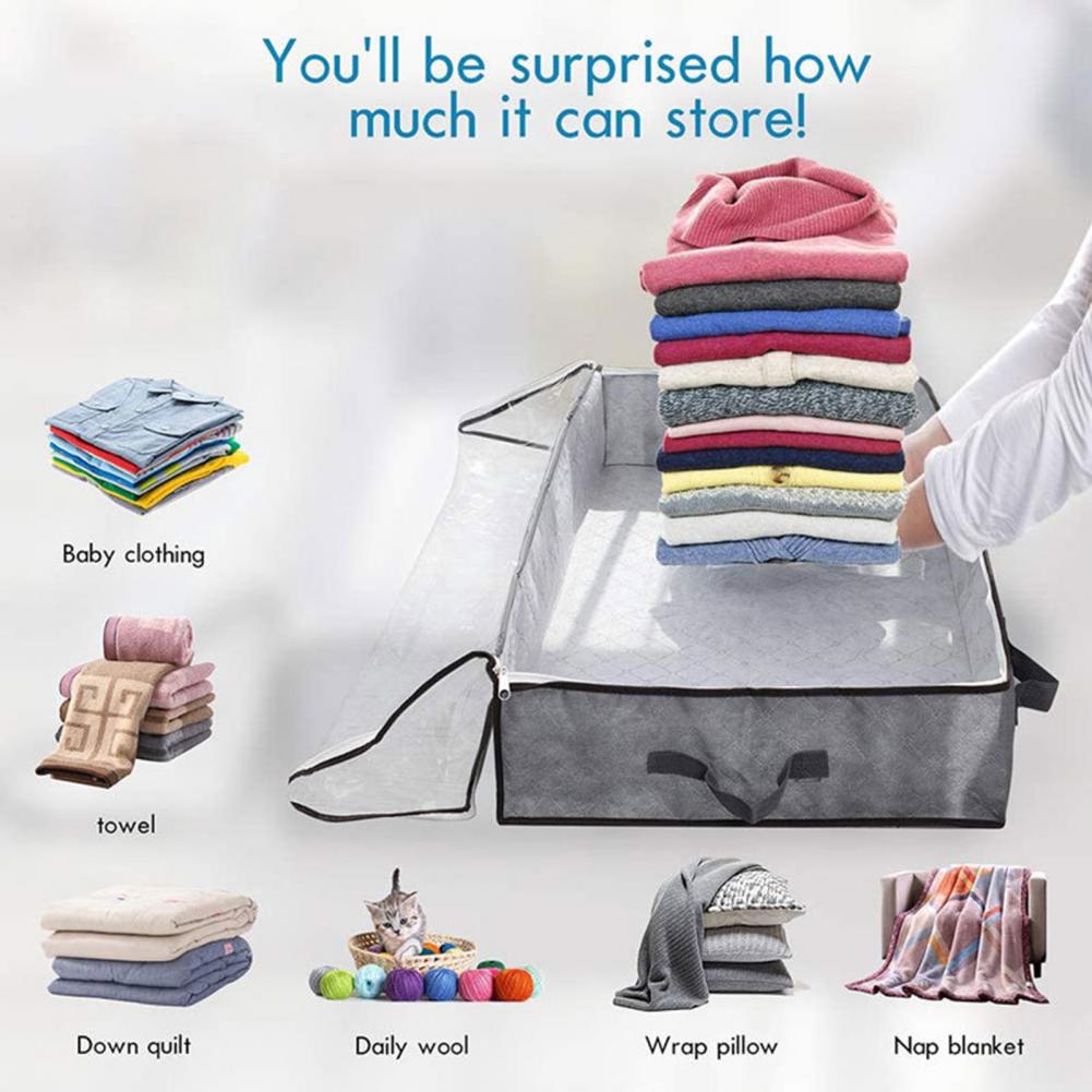 Sac de rangement de lit pliable en tissu Non tissé, organisateur de couverture à forte charge pour la maison, grande capacité 2 pièces