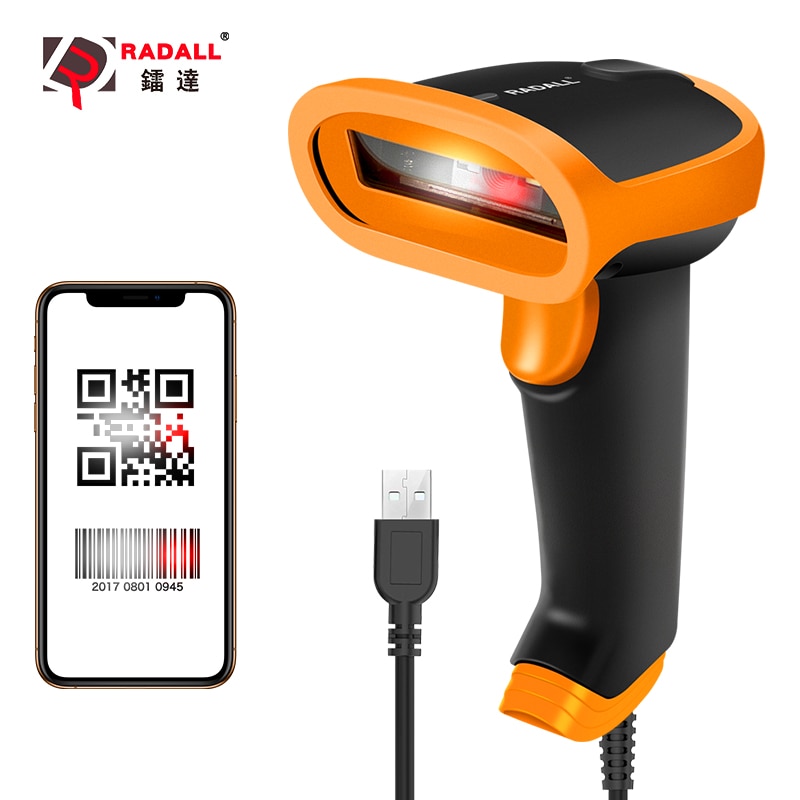 RADALL cablata scanner di Codici a sbarra Palmare 2D scanner di Codici A sbarra Usb Terminale POS Lettore di Codici A sbarra QR codice scanner per L&#39;inventario RD-S5