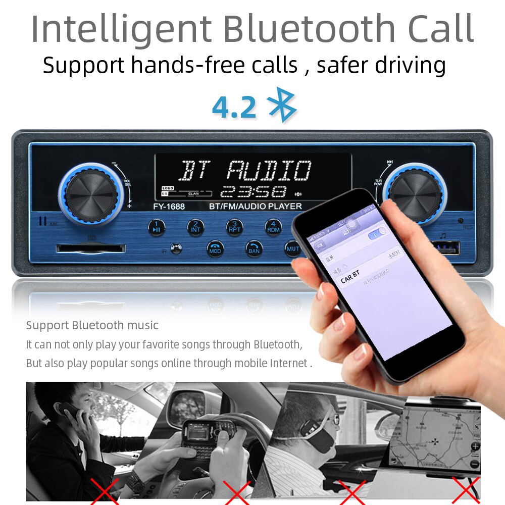 Dual Usb Auto Multimedia Speler Autoradio Coche Rds Bluetooth Aux Stereo Audio MP3 Radio Para Auto Elektronica Autoradio 1 din