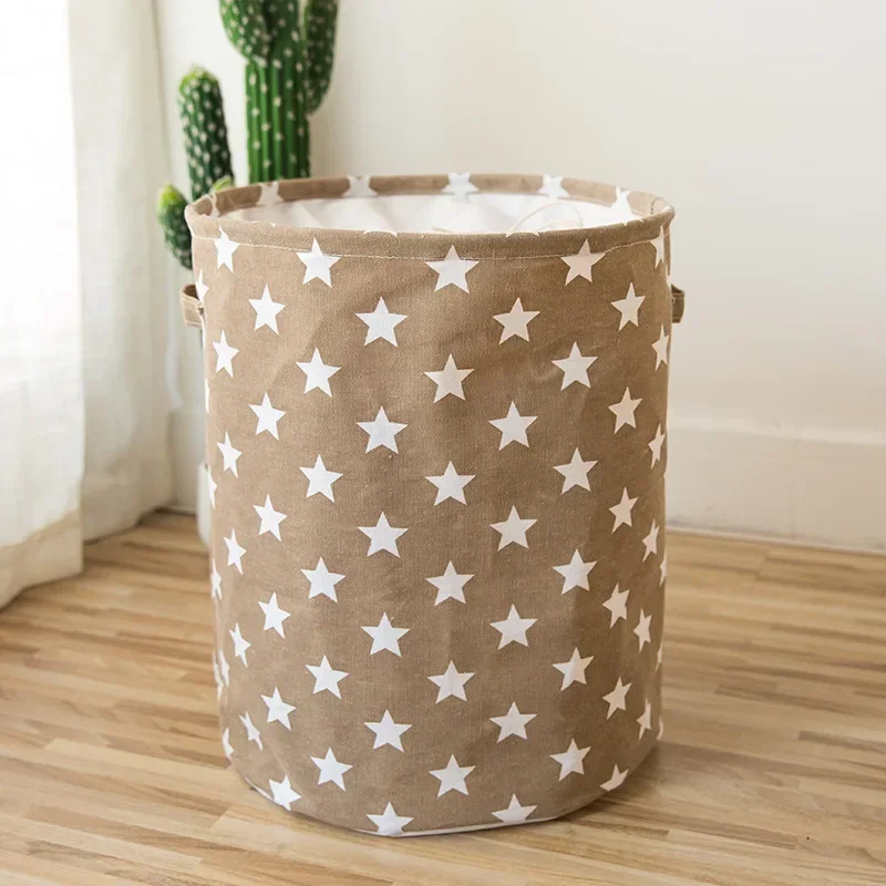 Faltbarer Stern-Wäschekorb für Spielzeug, Baumwollleinen, Aufbewahrungseimer, Tasche, zusammenklappbarer Organizer für schmutzige Kleidung Ich bin Haushalt, 35 x 45 cm: Licht Grau