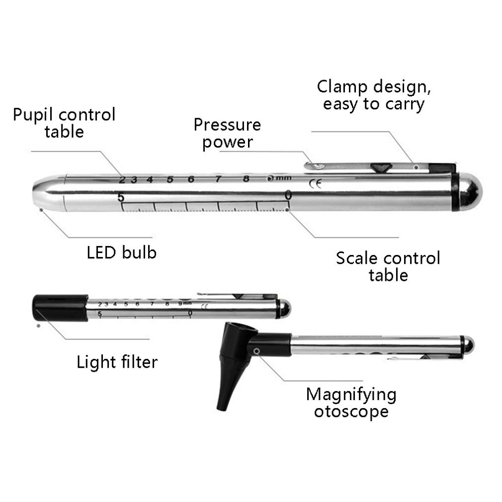 Otoskop set fiberoptiskt otoskop oftalmoskop led ent diagnostisk undersökning kit öron näsa och hals undersökning kit