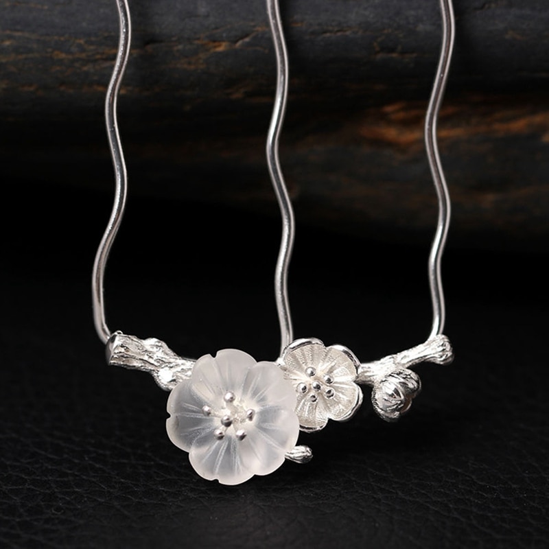 925 sterling silver hairwear Plum blossom Trident Hair Forks vintage ethnic charm beautiful hair jewelry for women