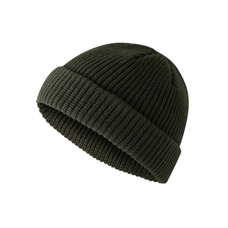 Unisex Winter Geribbelde Gebreide Caps Cuffed Korte Meloen Skullcap Effen Kleur Baggy Retro Ski Docker Beanie Hat Slouchy Classicial: 12