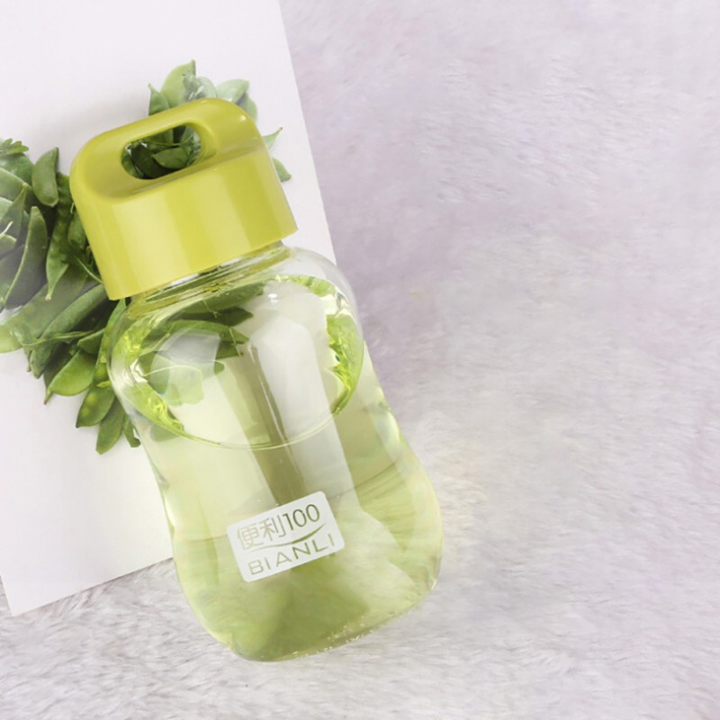 Cute cartoon small cup school supplies 180ML water bottle color plastic portable water bottle mini kettle: Green