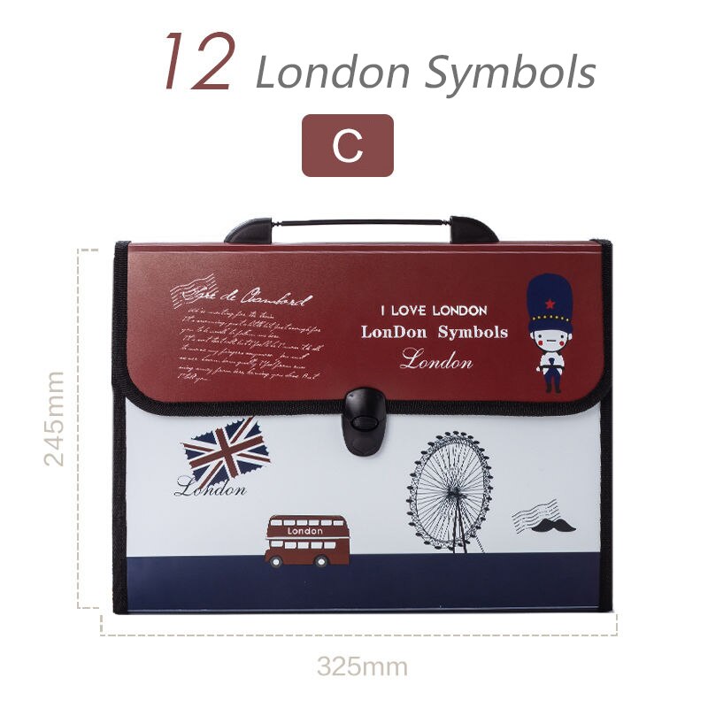 Bærbare london symboler orgelpose multifunktion  a4 dokumentposer arkivering pose opbevaring vandtæt arkmappe papir organiseret: Type c