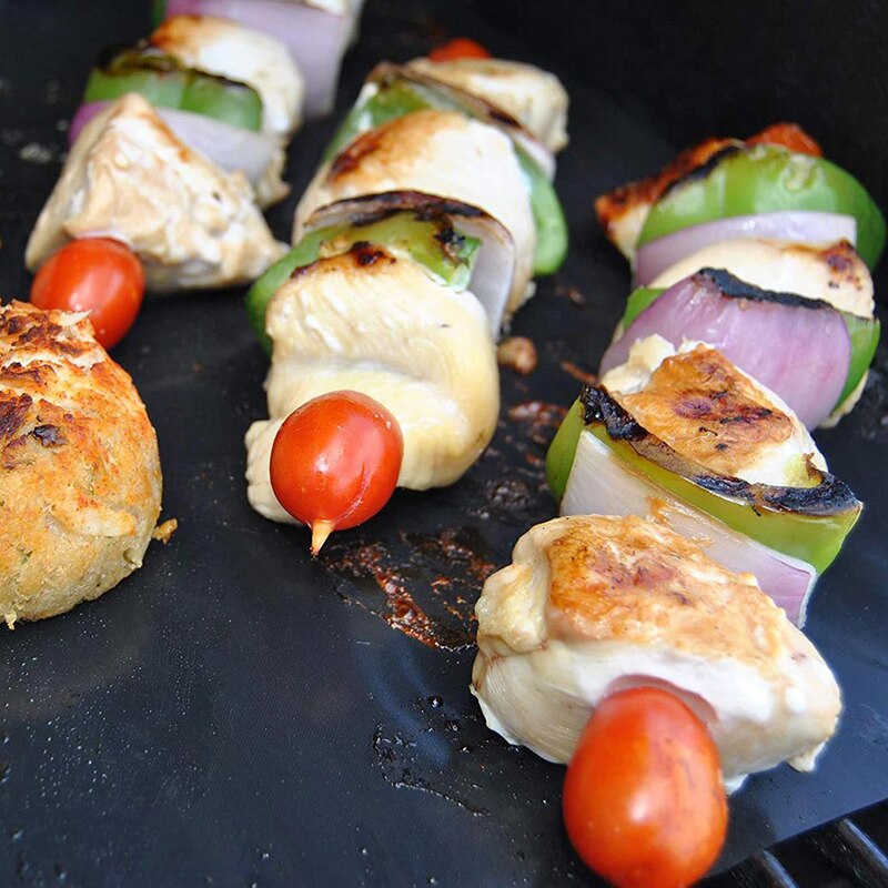 Set van 6 grillmatten, zware barbecuematten, antiaanbakmatten, herbruikbare barbecue-grillaccessoires, 40 x 33cm