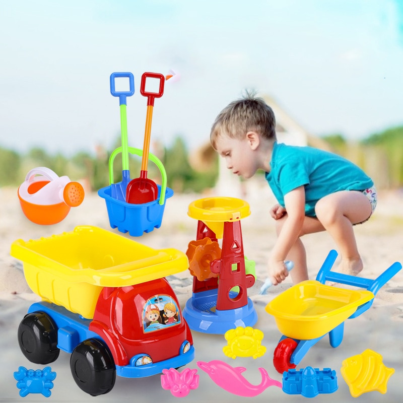 Children Beach Toys Kids Play Water Toys Sand Box Set Kit Sand Bucket Summer Toys for Beach Play Sand Water Game Play Cart