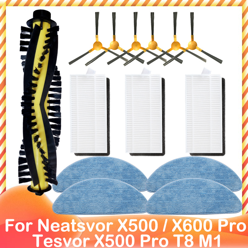 For Neatsvor X520 X500 Tesvor X500 Pro T8 M1 Ikhos Create NetBot S15 S14 Hepa Filter Mop Cloth Main Side Brush: Pink