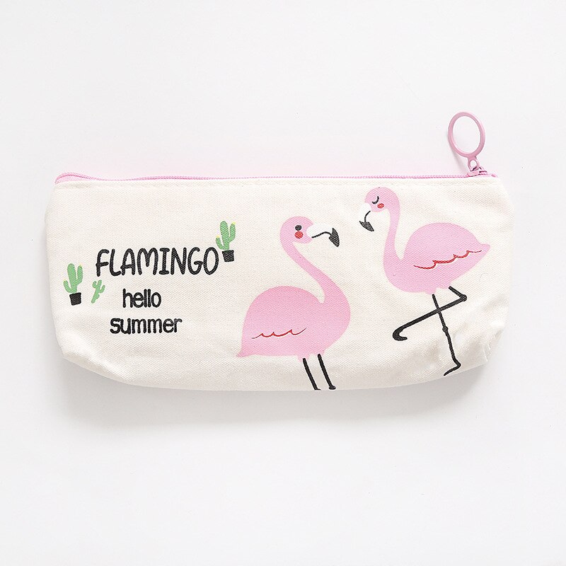 Cute flamingo pencil case kawaii cartoon pen box school pencil case Learn office stationery supplies: D-a99c
