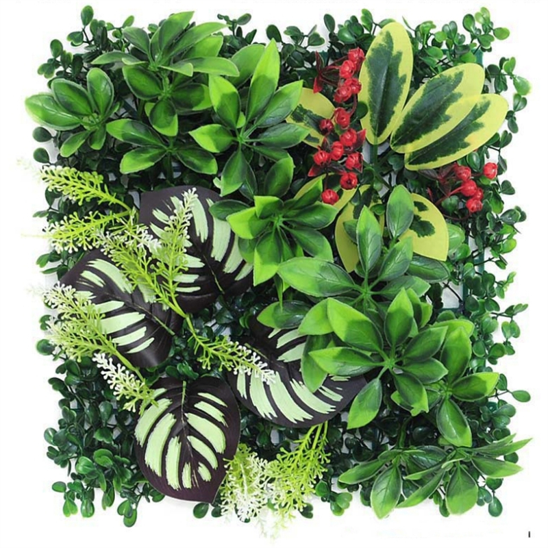 25x25cm Green Artificial Plants Wall Panel Plastic Outdoor Lawns Carpet Decor Home Wedding Backdrop Party Grass Flower Wall: Rose Red