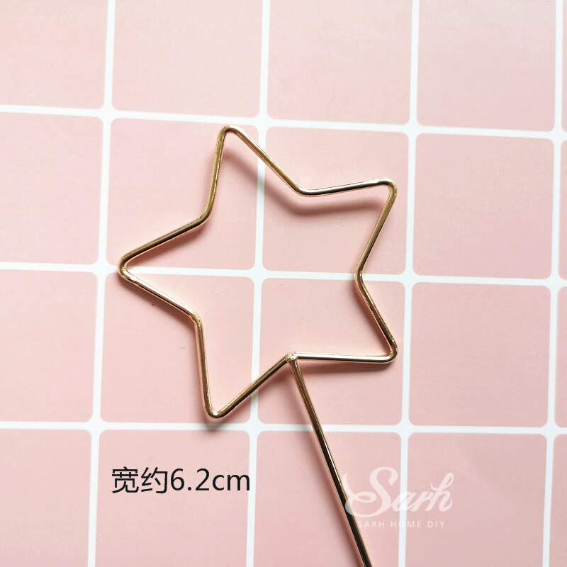 Pink Sika Deer Cake Toppers Artificial Flower Birthday Decor for Party Supplies Wedding Baby Shower Anniversary Baking: 2pc stars