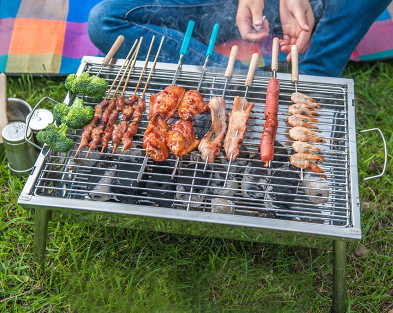 Barbecue Portable pliable en acier inoxydable, 40x28x21cm, poêle à charbon Portable pliable, Support sûr et solide