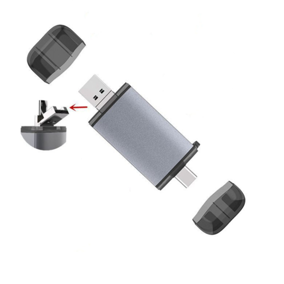 Multifunções Micro SD Leitor de Cartão TF, Tipo-C USB 3.0, U Disk Memory Reader, USB Flash Drive, Leitor de Cartão Adaptador OTG, 6 em 1: Default Title