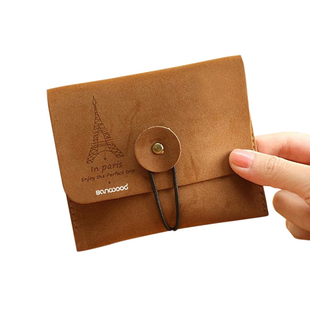 Damska męska klasyczny wieża eiffla moneta torebka mała składana woreczek na klucze kopertówka 92DT: brązowy
