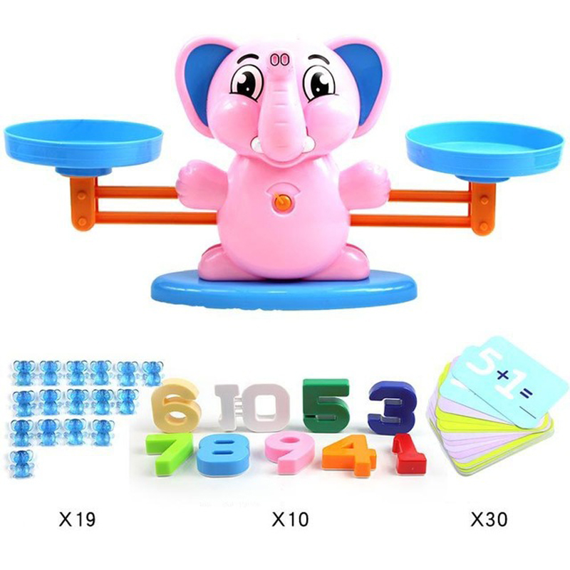 QWZ Fishing Math Toys Montessori For Kids Balance Scale Learning Education Puzzle Toy Board Game for Children Christmas: Red elephant