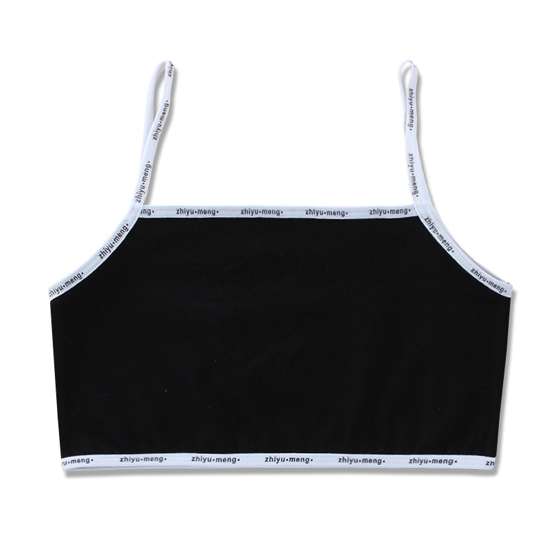 Letter Sport Underwear Girls Intimates Comfortable Skin-friendly Bra Sling Tube Top Woman Wrapped Chest Tube Tops: Black