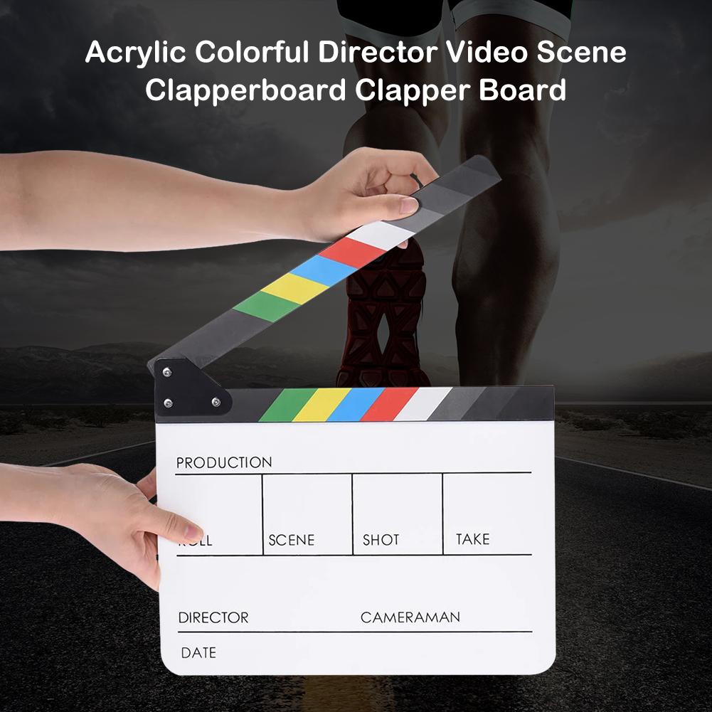 Director Video Scene Clapperboard Kleurrijke Klepel Board Cut Prop Acryl Dry Erase Directeur Tv Film Film Actie Slate Clap